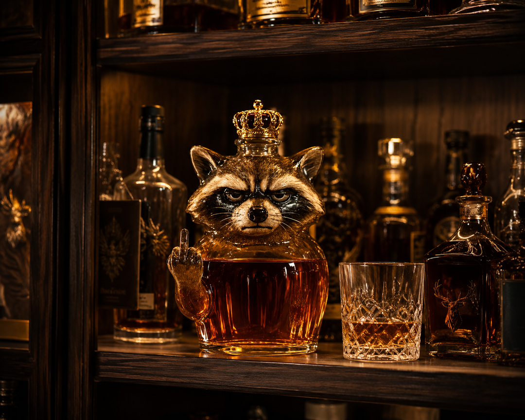 Botella de Whisky — Edición Raccoon Rebelde