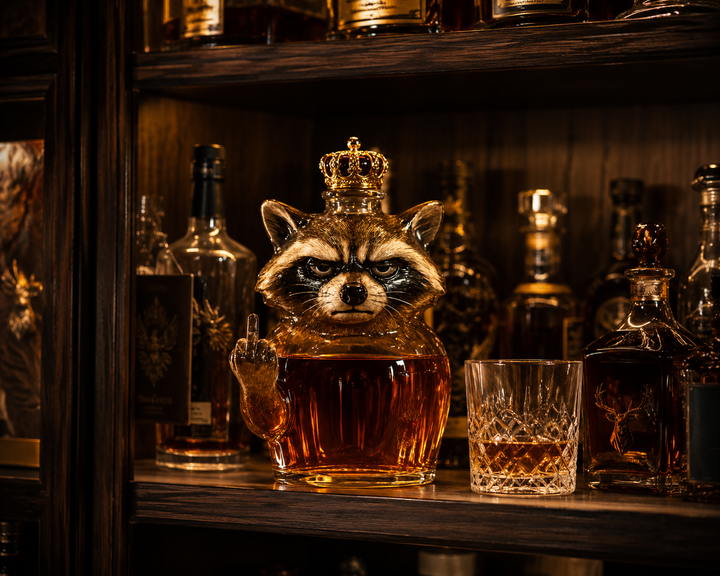 Botella de Whisky — Edición Raccoon Rebelde