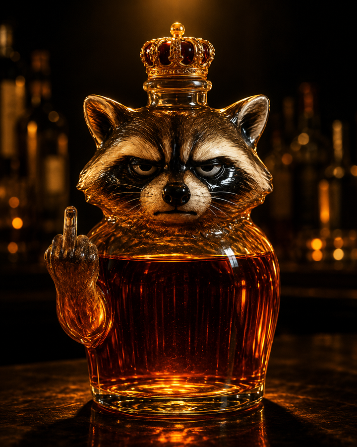 Botella de Whisky — Edición Raccoon Rebelde